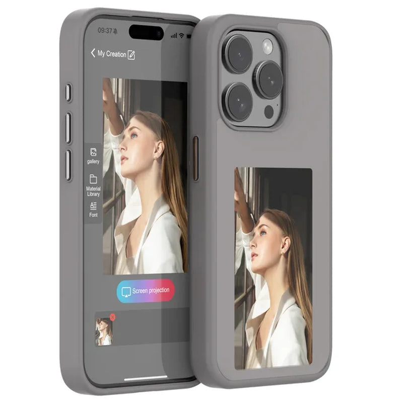 High End DIY Screen Projection AI Phone Case for  15 14 13 Pro Max Smart NFC E Ink Screen Couples Photos Shockproof Shell